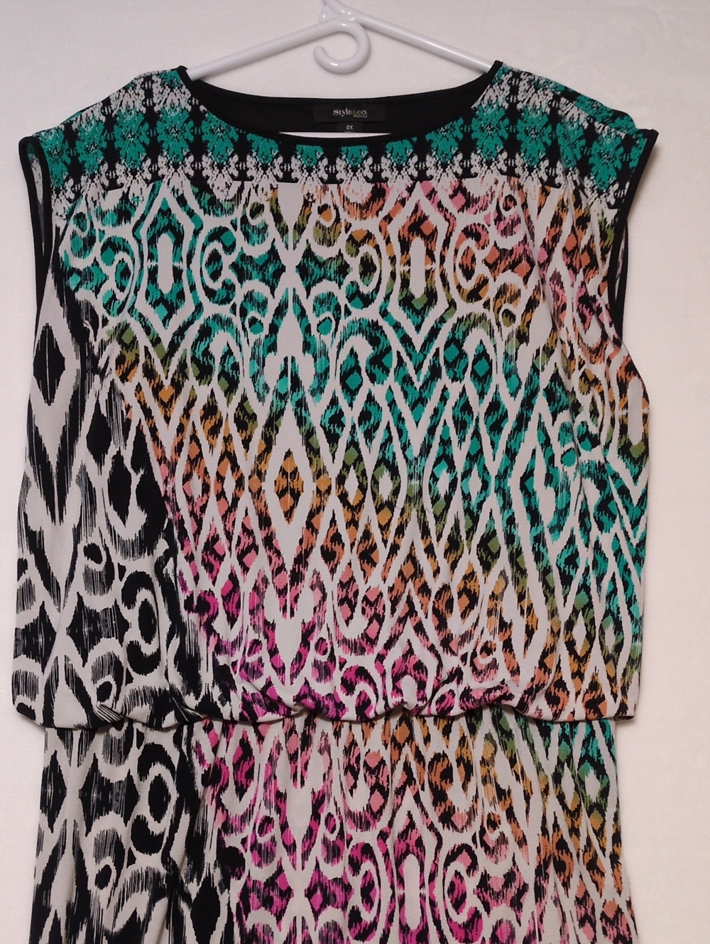 Style & Co. Woman Ikat Geometric Print Dress Plus Size 0X
